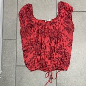 Agenda Red Floral Blouse